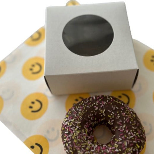 Box - Single Donut Box  - White with Window