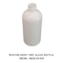 Plastic Boston Squat  bottle White  250 mls