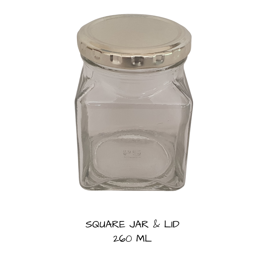 Glass Square Jars 260ml  63 RTO Lid