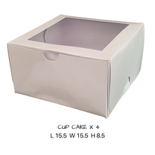 Box - Cup Cake Box 4  - White with Window