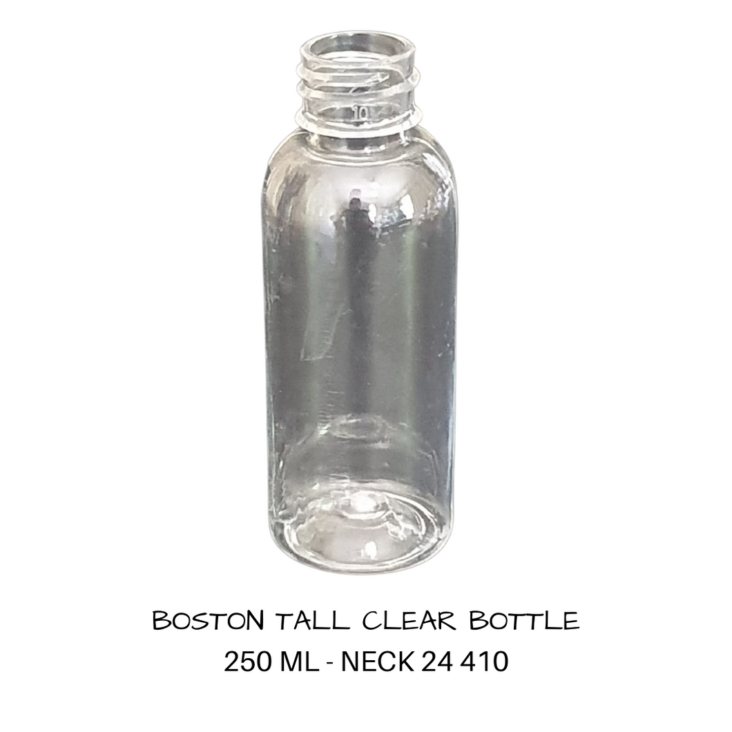 Plastic Boston Tall Bottle 250 mls