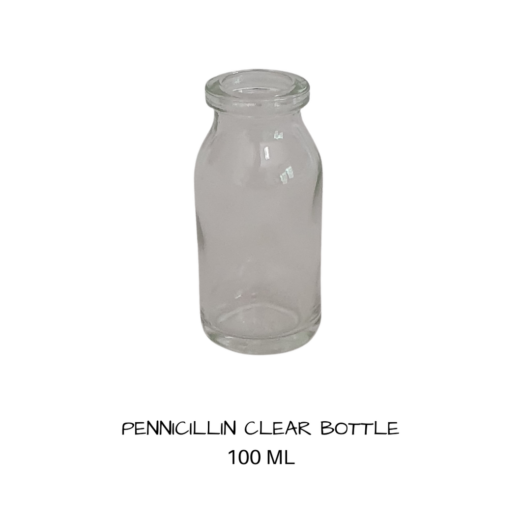 Glass Penicillin Bottle Clear100 mls