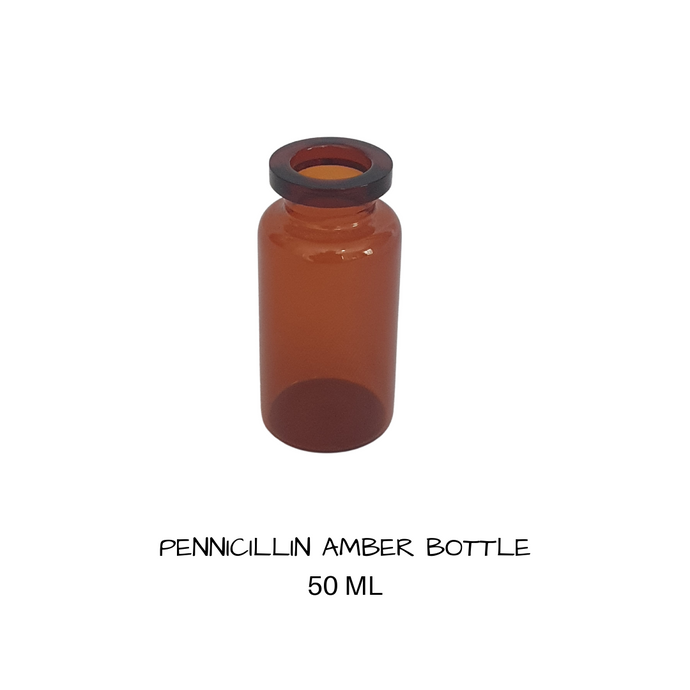 Glass Penicillin Bottle Amber 50 mls